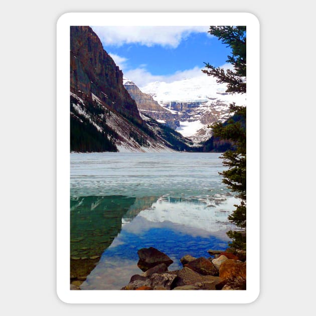 Lake Louise Victoria Glacier Alberta Canada Sticker by AndyEvansPhotos